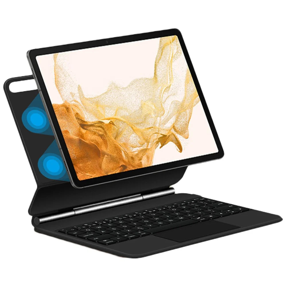 For Samsung Galaxy Tab S10 FE / S9 FE / S9 / S8 / S7 Magnetic Floating Bluetooth-Compatible Keyboard + Leather Tablet Case - 1
