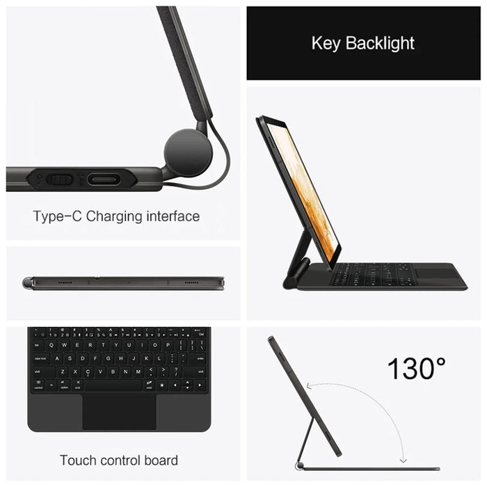 For Samsung Galaxy Tab S10 FE / S9 FE / S9 / S8 / S7 Magnetic Floating Bluetooth-Compatible Keyboard + Leather Tablet Case - 6