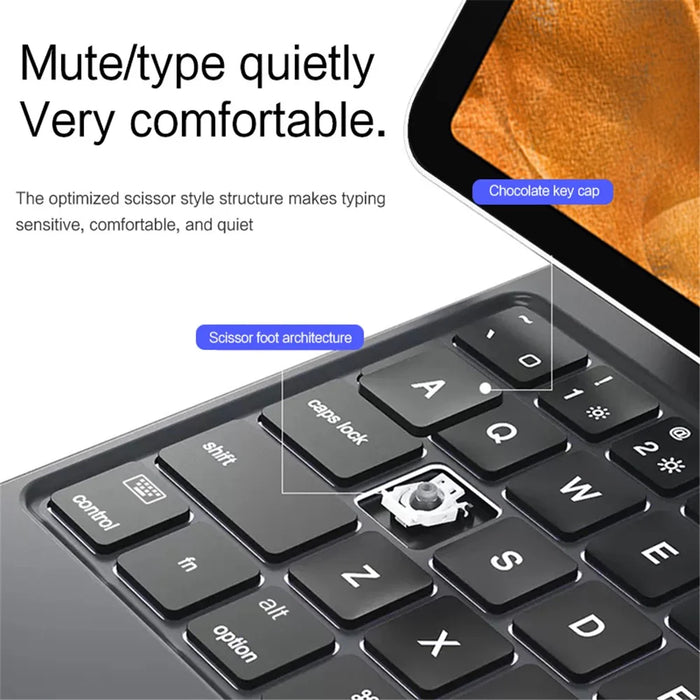 For Samsung Galaxy Tab S10 FE / S9 FE / S9 / S8 / S7 Magnetic Floating Bluetooth-Compatible Keyboard + Leather Tablet Case - 7
