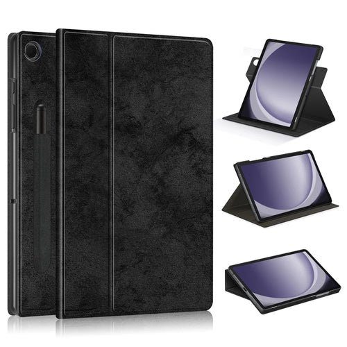 For Samsung Galaxy Tab A9+ SM-X210 SM-X216 SM-X218 Case Leather Tablet Rotary Stand Cover - Black - 1