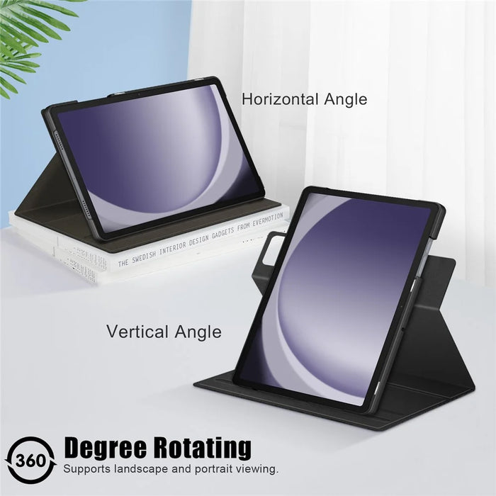 For Samsung Galaxy Tab A9+ SM-X210 SM-X216 SM-X218 Case Leather Tablet Rotary Stand Cover - Black - 5