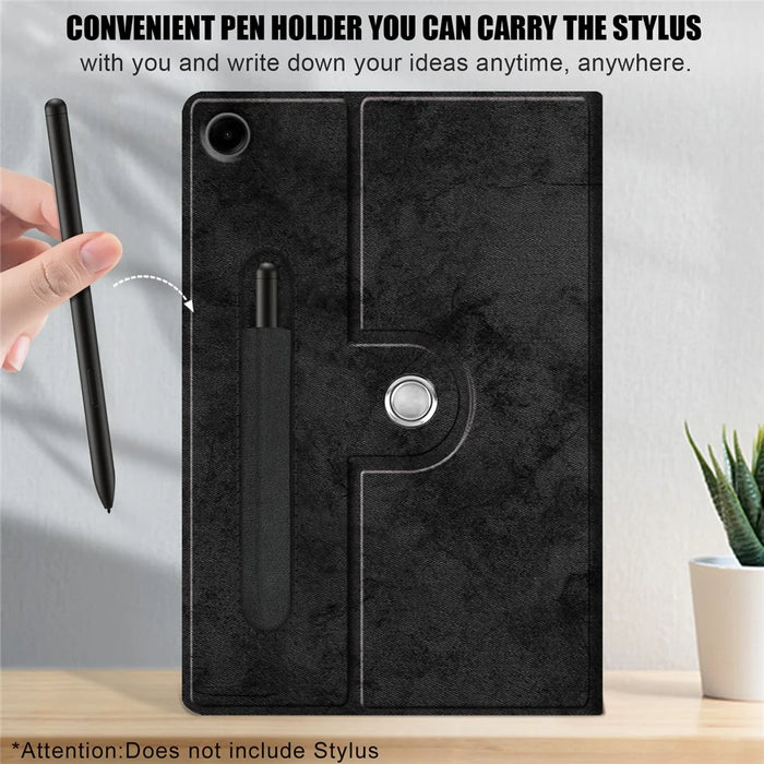 For Samsung Galaxy Tab A9+ SM-X210 SM-X216 SM-X218 Case Leather Tablet Rotary Stand Cover - Black - 7