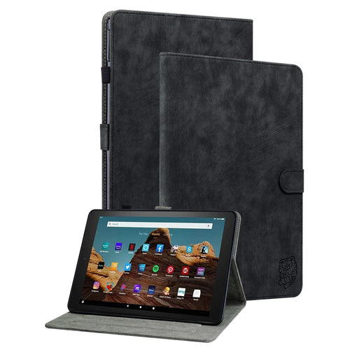 For Amazon Fire HD 10 (2023) Case Leather Tablet Cover with Card Slots Stand - Black - 1