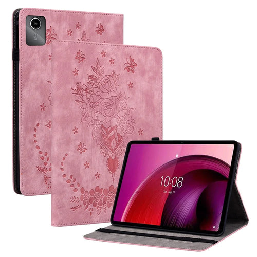 For Lenovo Tab M11 / Xiaoxin Pad 11 2024 Case Card Holder Stand PU Leather Tablet Cover - Pink - 1