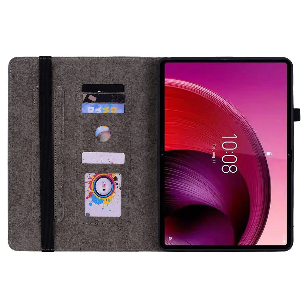 For Lenovo Tab M11 / Xiaoxin Pad 11 2024 Case Card Holder Stand PU Leather Tablet Cover - Pink - 2