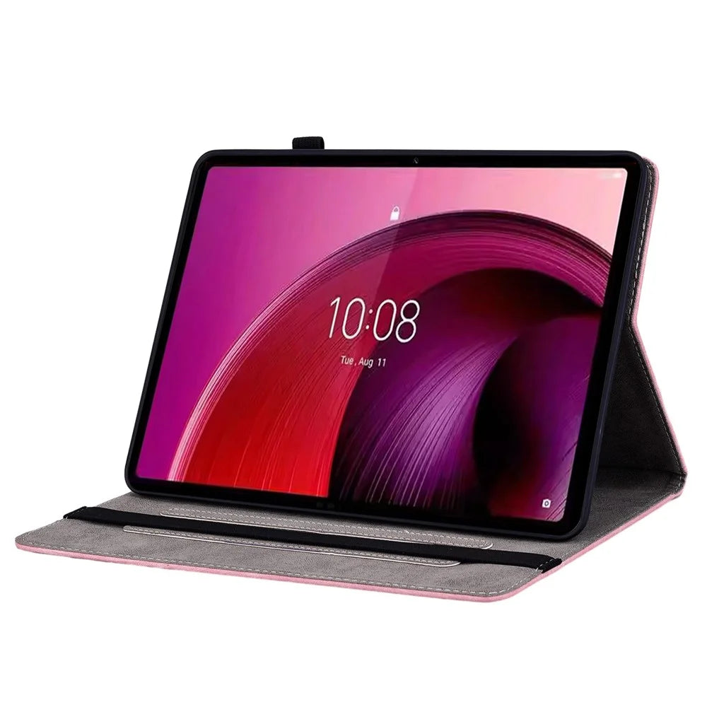 For Lenovo Tab M11 / Xiaoxin Pad 11 2024 Case Card Holder Stand PU Leather Tablet Cover - Pink - 3