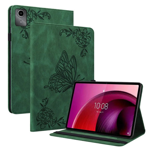 For Lenovo Tab M11 / Xiaoxin Pad 11 2024 Case Tablet Leather Cover with Card Slots - Green - 1