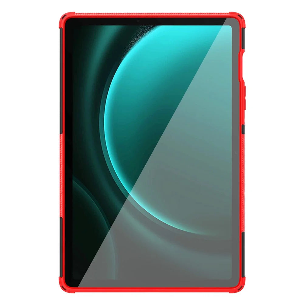 For Samsung Galaxy Tab S9 FE Kickstand Case TPU+PC Tablet Cover Tire Texture - Red - 4
