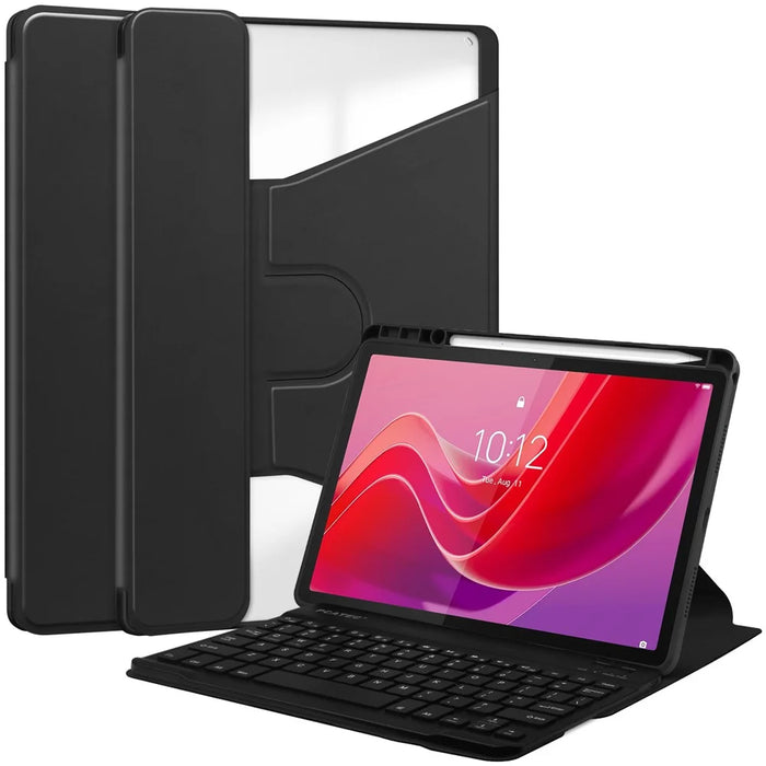 For Lenovo Idea Tab / Tab M11 / Xiaoxin Pad 11 2024 Case PU+Acrylic Tablet Stand Cover with Bluetooth-compatible Keyboard - Black - 1