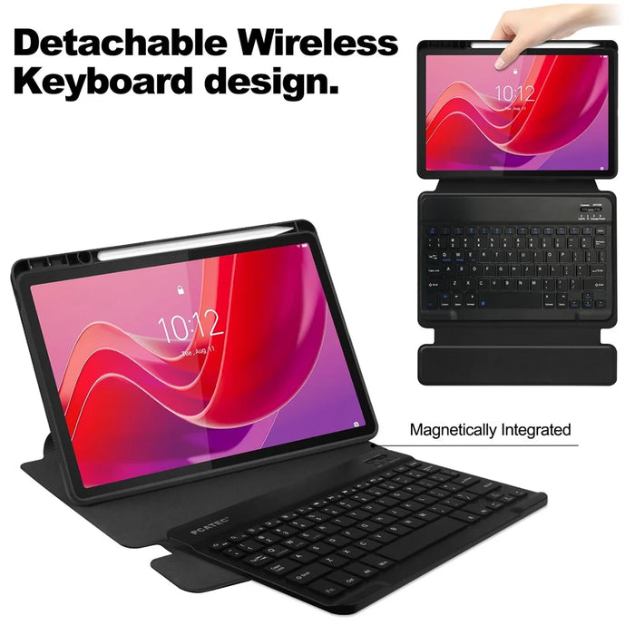 For Lenovo Idea Tab / Tab M11 / Xiaoxin Pad 11 2024 Case PU+Acrylic Tablet Stand Cover with Bluetooth-compatible Keyboard - Black - 3