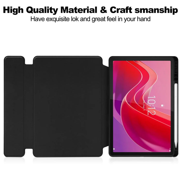 For Lenovo Idea Tab / Tab M11 / Xiaoxin Pad 11 2024 Case PU+Acrylic Tablet Stand Cover with Bluetooth-compatible Keyboard - Black - 4