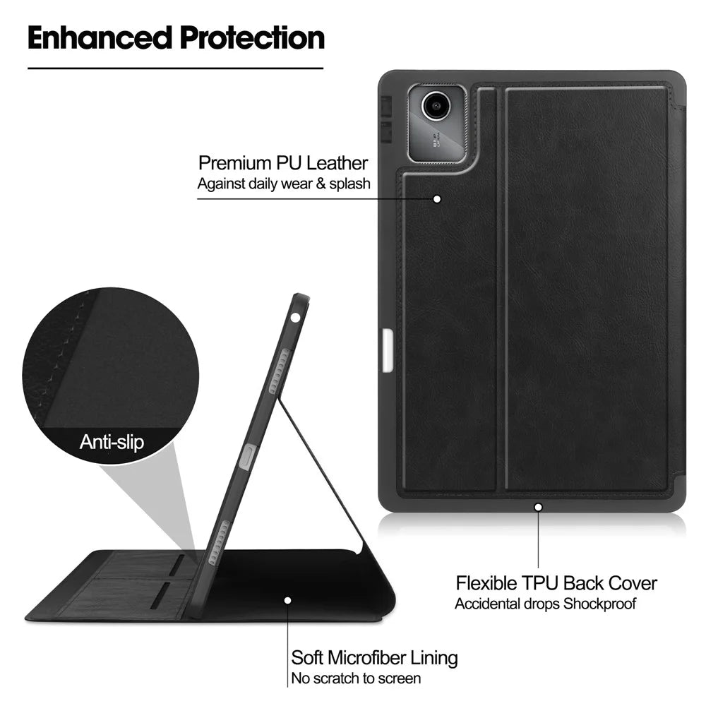 For Lenovo Tab M11 / Xiaoxin Pad 11 2024 Case Shockproof Leather Auto Wake  /  Sleep Tablet Stand Cover - Black - 4