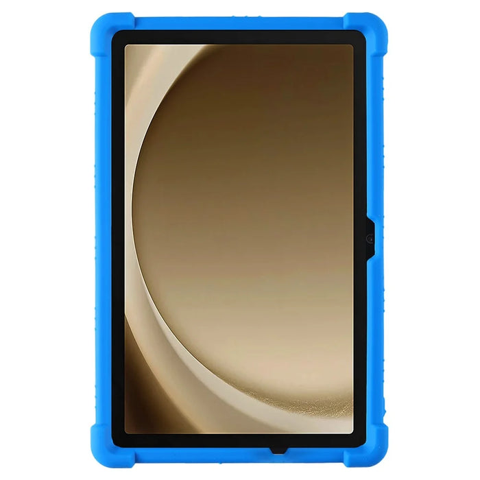 For Samsung Galaxy Tab A9+ Case PC Kickstand Anti-scratch Soft Silicone Tablet Cover - Dark Blue - 2