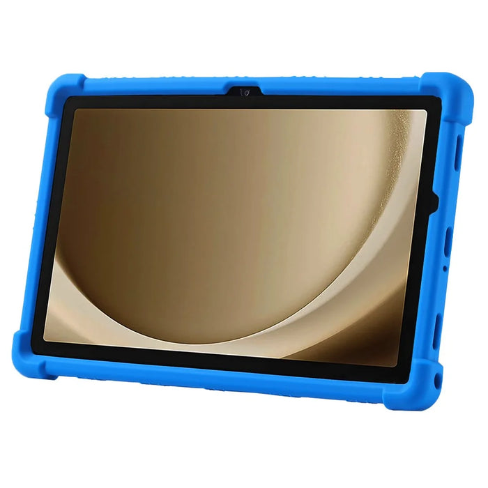 For Samsung Galaxy Tab A9+ Case PC Kickstand Anti-scratch Soft Silicone Tablet Cover - Dark Blue - 3