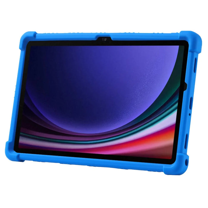 For Samsung Galaxy Tab S9 / S10 FE / S9 FE Tablet Cover Adjustable Kickstand Anti-Drop Silicone Case - Dark Blue - 3