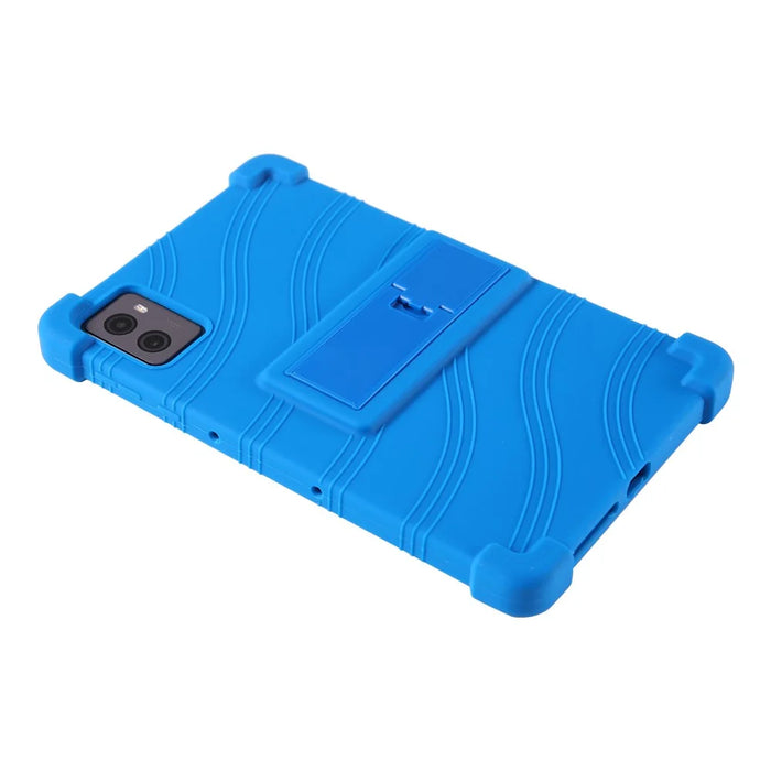 For Lenovo Legion Y700 (2023) Silicone Case Four Corners Protective Kickstand Cover - Dark Blue - 5