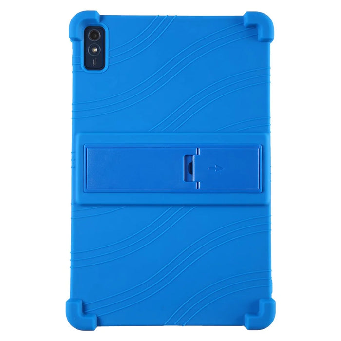 For Lenovo Tab M10 5G Silicone Protective Case Folding Kickstand Tablet Anti-drop Cover - Dark Blue - 1
