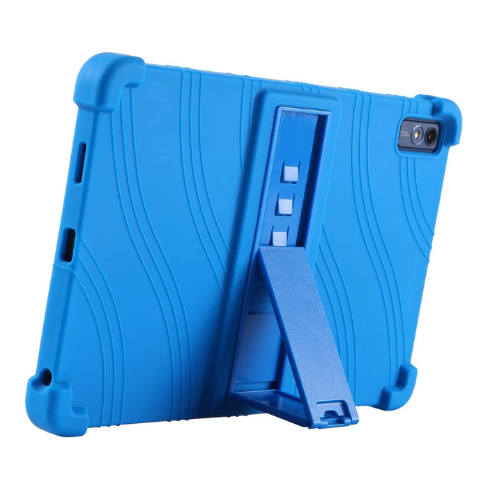 For Lenovo Tab M10 5G Silicone Protective Case Folding Kickstand Tablet Anti-drop Cover - Dark Blue - 3