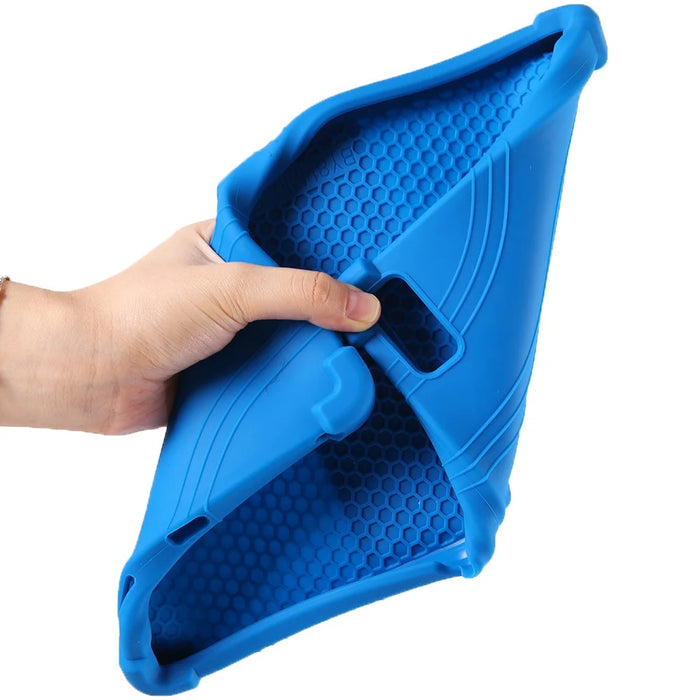 For Lenovo Tab M10 5G Silicone Protective Case Folding Kickstand Tablet Anti-drop Cover - Dark Blue - 6