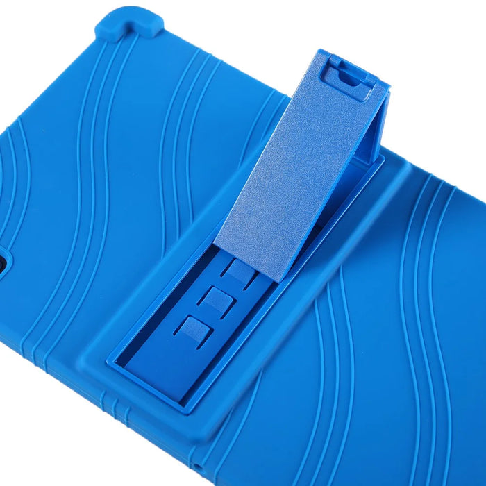 For Lenovo Tab M10 5G Silicone Protective Case Folding Kickstand Tablet Anti-drop Cover - Dark Blue - 7