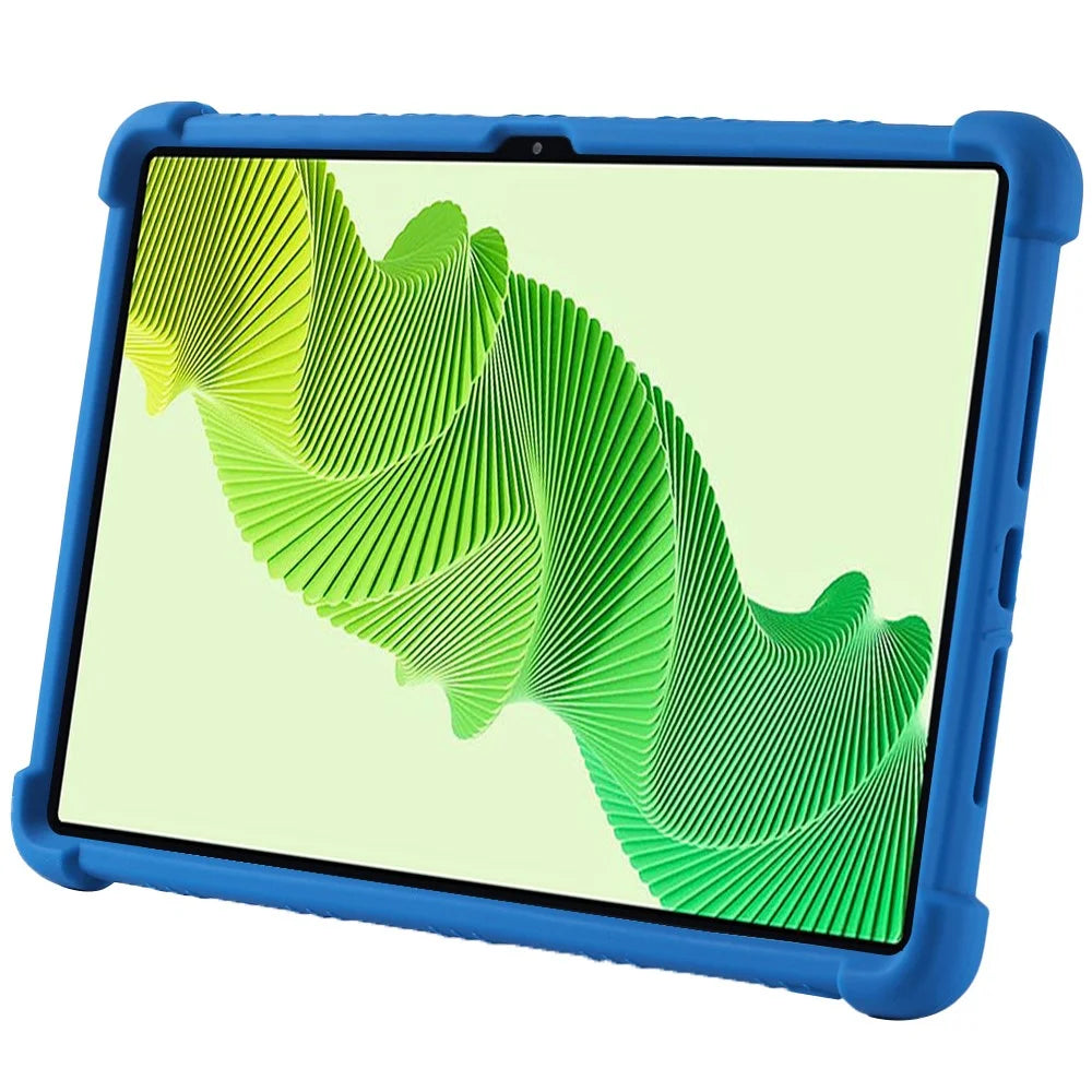 For Realme Pad 2 Case Thicken 4 Corners Drop-proof Silicone Tablet Cover with Folding Kickstand - Dark Blue - 3