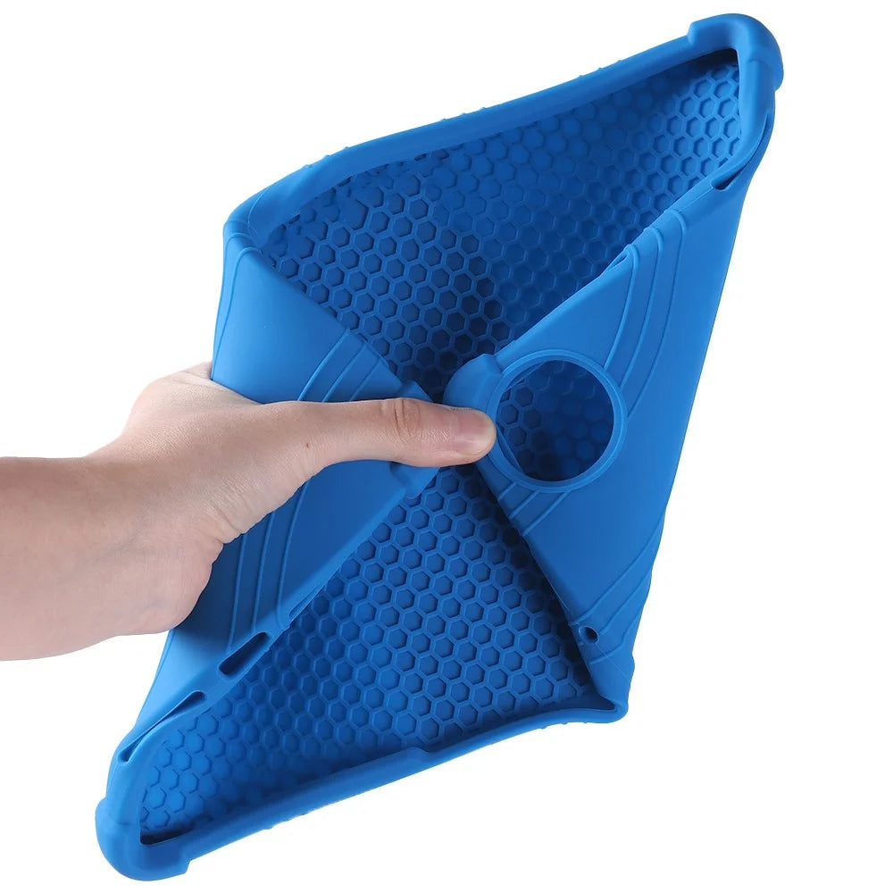 For Realme Pad 2 Case Thicken 4 Corners Drop-proof Silicone Tablet Cover with Folding Kickstand - Dark Blue - 5