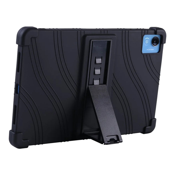 For Realme Pad X Tablet Case Shockproof Silicone Cover with Adjustable Kickstand - Black - 4