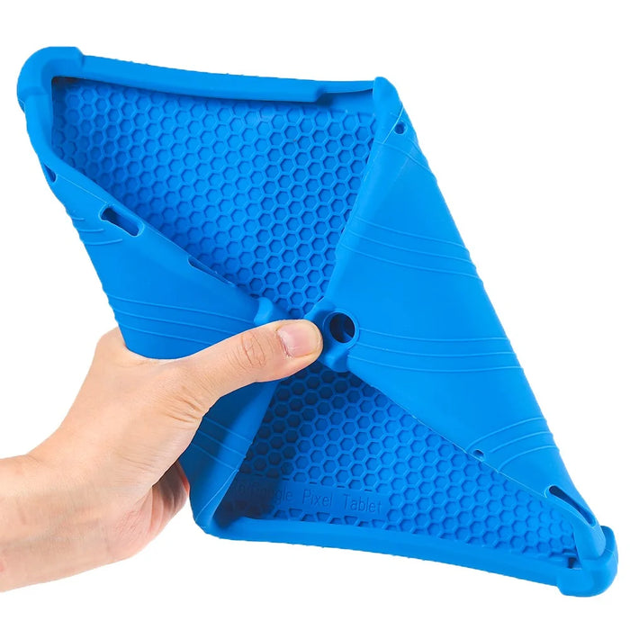 For Google Pixel Tablet Silicone Case Folding Kickstand Tablet Shockproof Cover - Dark Blue - 5