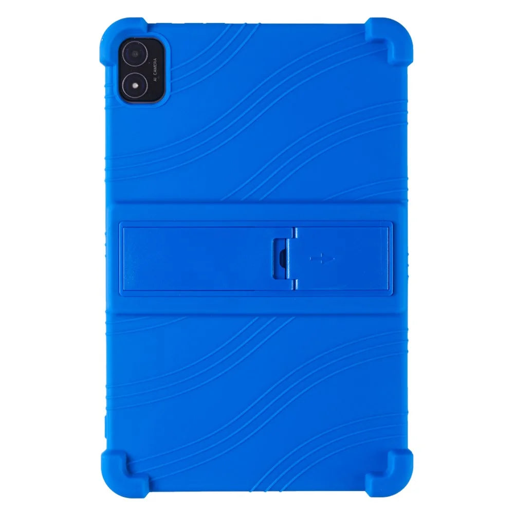 For Teclast T40S Silicone Case Kickstand 4 Corners Shockproof Tablet Cover - Dark Blue - 1
