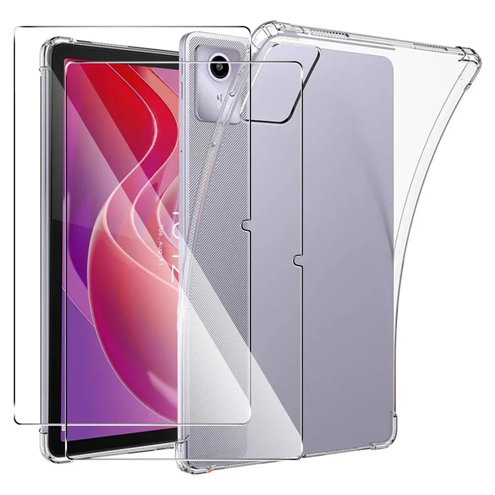 For Lenovo Tab M11 / Xiaoxin Pad 11 2024 Clear TPU Tablet Case + 2Pcs Tempered Glass Screen Protector - 1