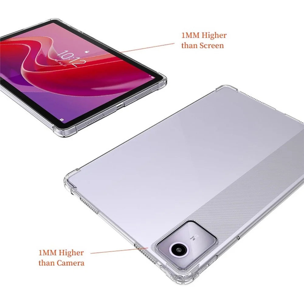 For Lenovo Tab M11 / Xiaoxin Pad 11 2024 Clear TPU Tablet Case + 2Pcs Tempered Glass Screen Protector - 5