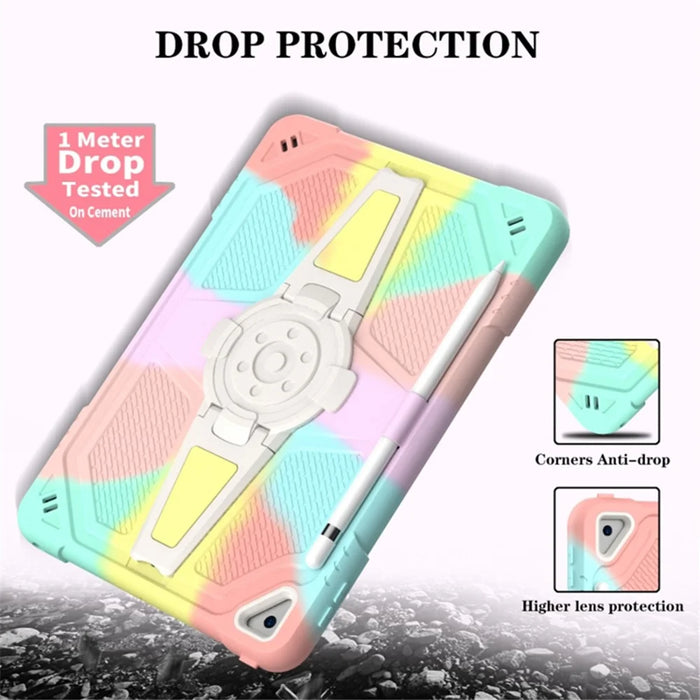 For iPad 10.2 (2021) / (2020) / (2019) Tablet Case with Shoulder Strap Kickstand PC+Silicone Cover - Multi-color - 2