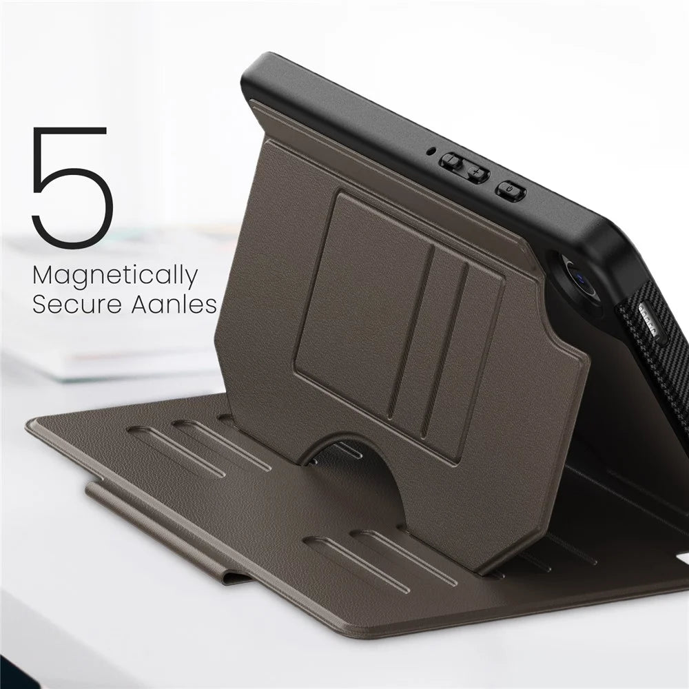 For Samsung Galaxy Tab A11 / A9 Case 5-Level Adjustable Stand Tablet Cover with Card Holder and Pen Slot - Brown - 3