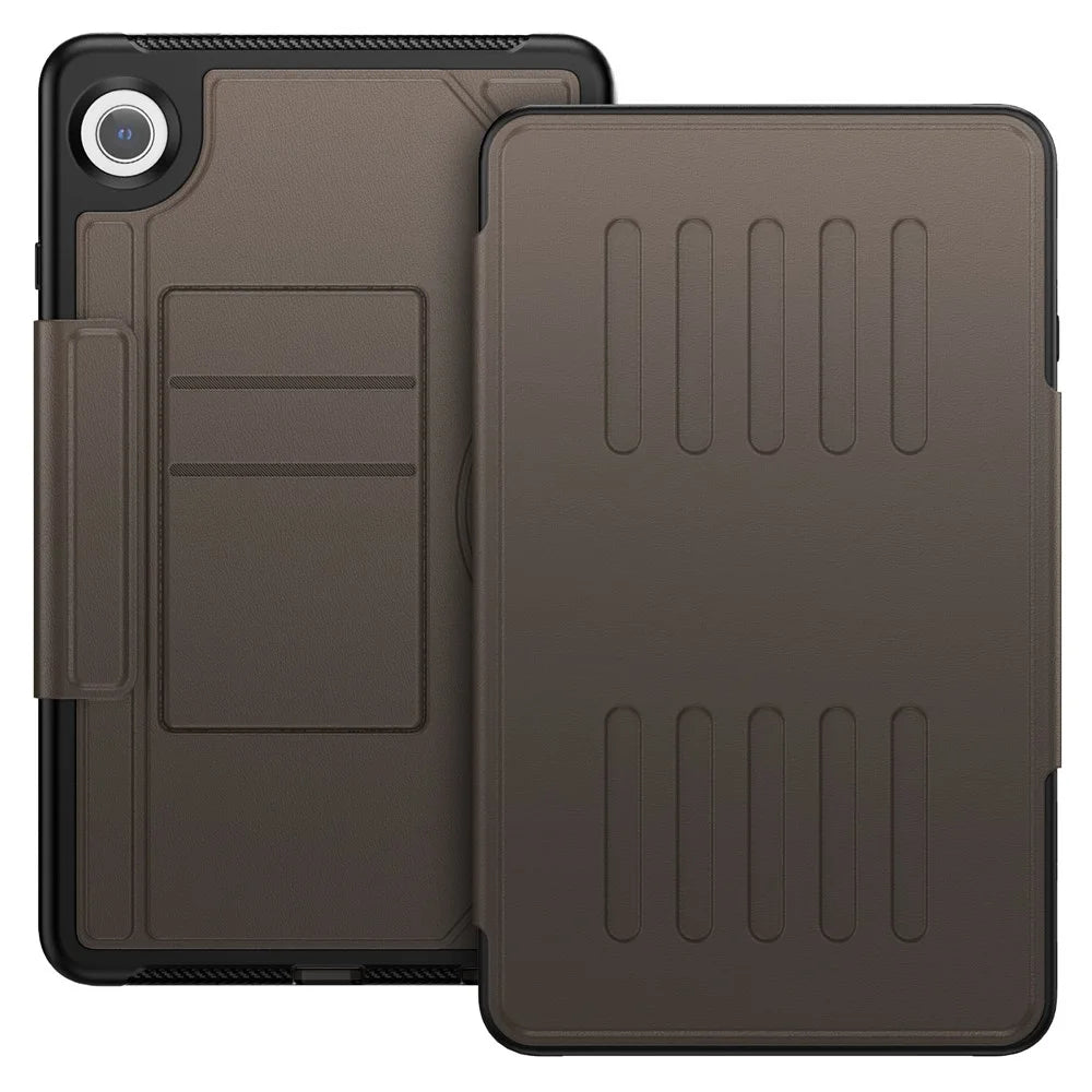 For Samsung Galaxy Tab A11 / A9 Case 5-Level Adjustable Stand Tablet Cover with Card Holder and Pen Slot - Brown - 7