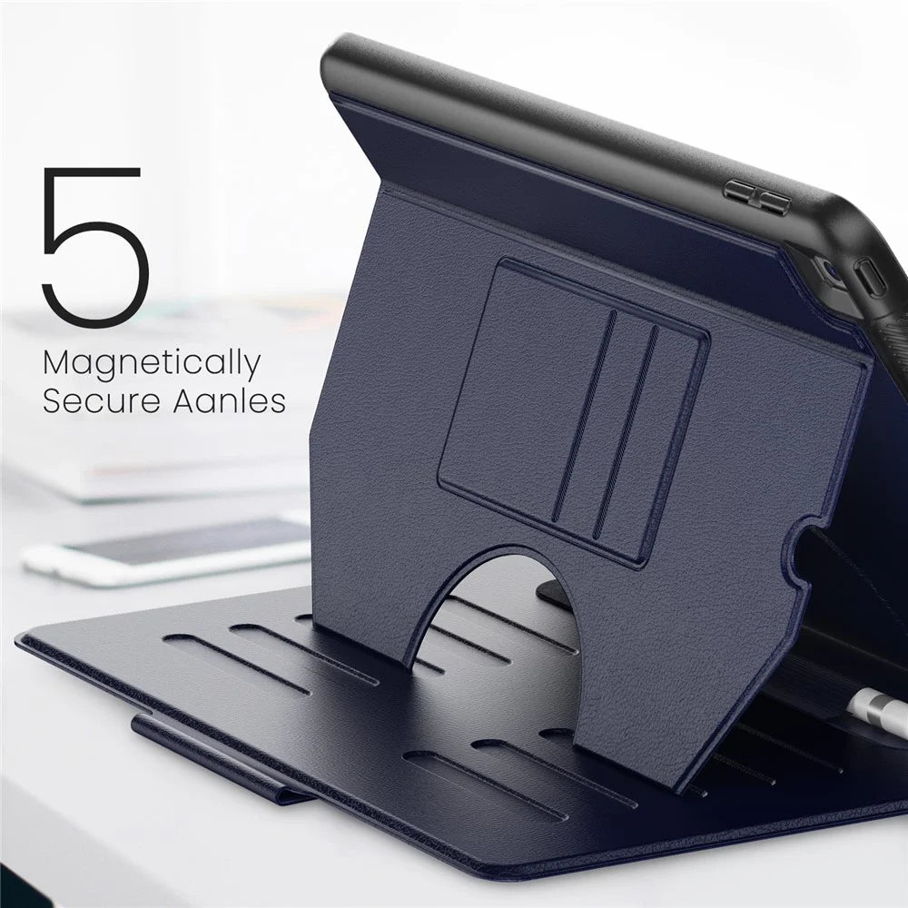 For iPad 10.2 (2021) / 10.2 (2019) / 10.2 (2020) Case Shockproof Card Holder Flip Tablet Cover with Pen Slot - Navy Blue - 4