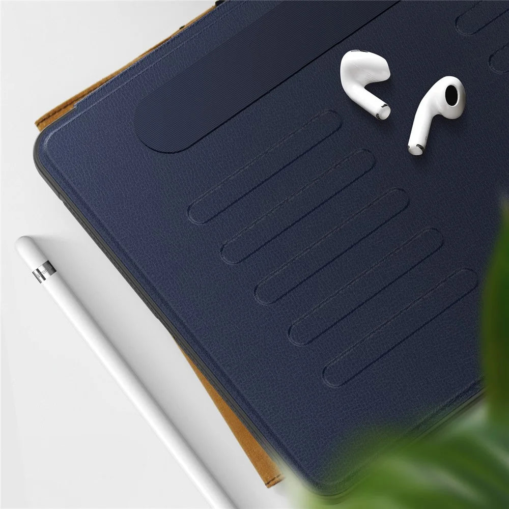 For iPad 10.2 (2021) / 10.2 (2019) / 10.2 (2020) Case Shockproof Card Holder Flip Tablet Cover with Pen Slot - Navy Blue - 6