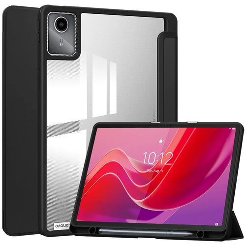 For Lenovo Tab M11 / Xiaoxin Pad 11 2024 Case Anti-Scratch PU+TPU+Acrylic Tablet Cover with Pen Slot - Black - 1