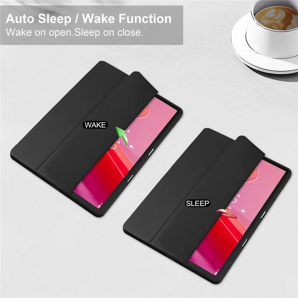 For Lenovo Tab M11 / Xiaoxin Pad 11 2024 Case Anti-Scratch PU+TPU+Acrylic Tablet Cover with Pen Slot - Black - 2