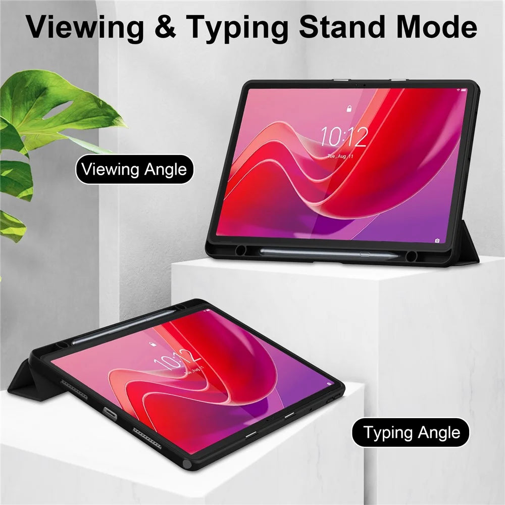 For Lenovo Tab M11 / Xiaoxin Pad 11 2024 Case Anti-Scratch PU+TPU+Acrylic Tablet Cover with Pen Slot - Black - 3