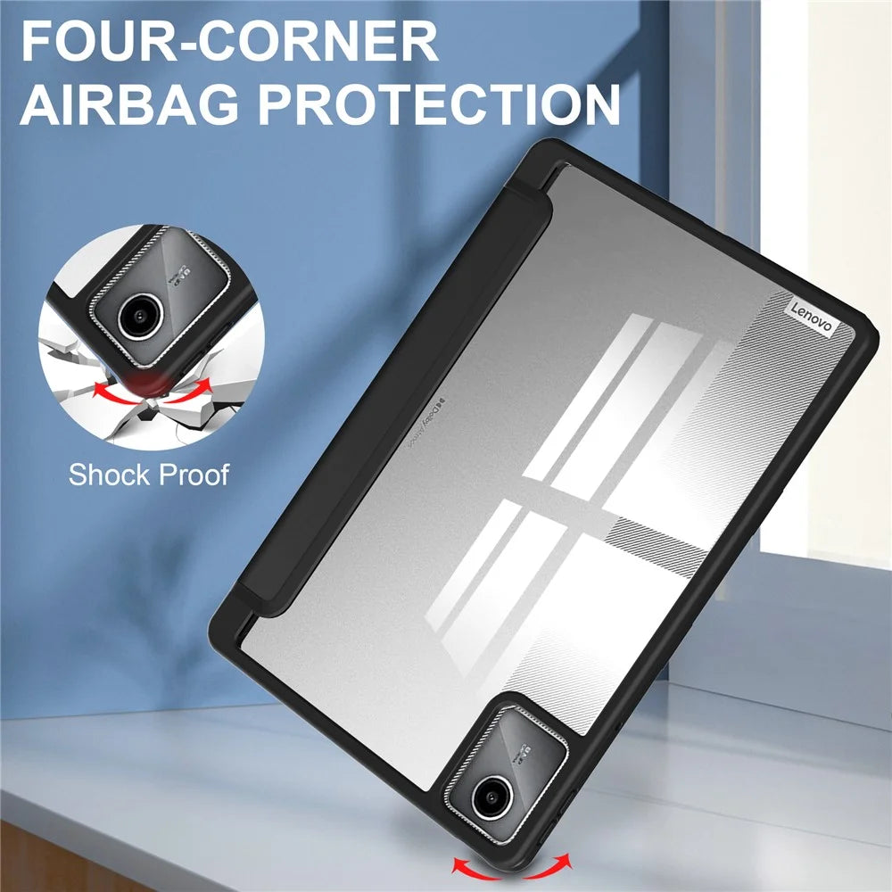 For Lenovo Tab M11 / Xiaoxin Pad 11 2024 Case Anti-Scratch PU+TPU+Acrylic Tablet Cover with Pen Slot - Black - 5