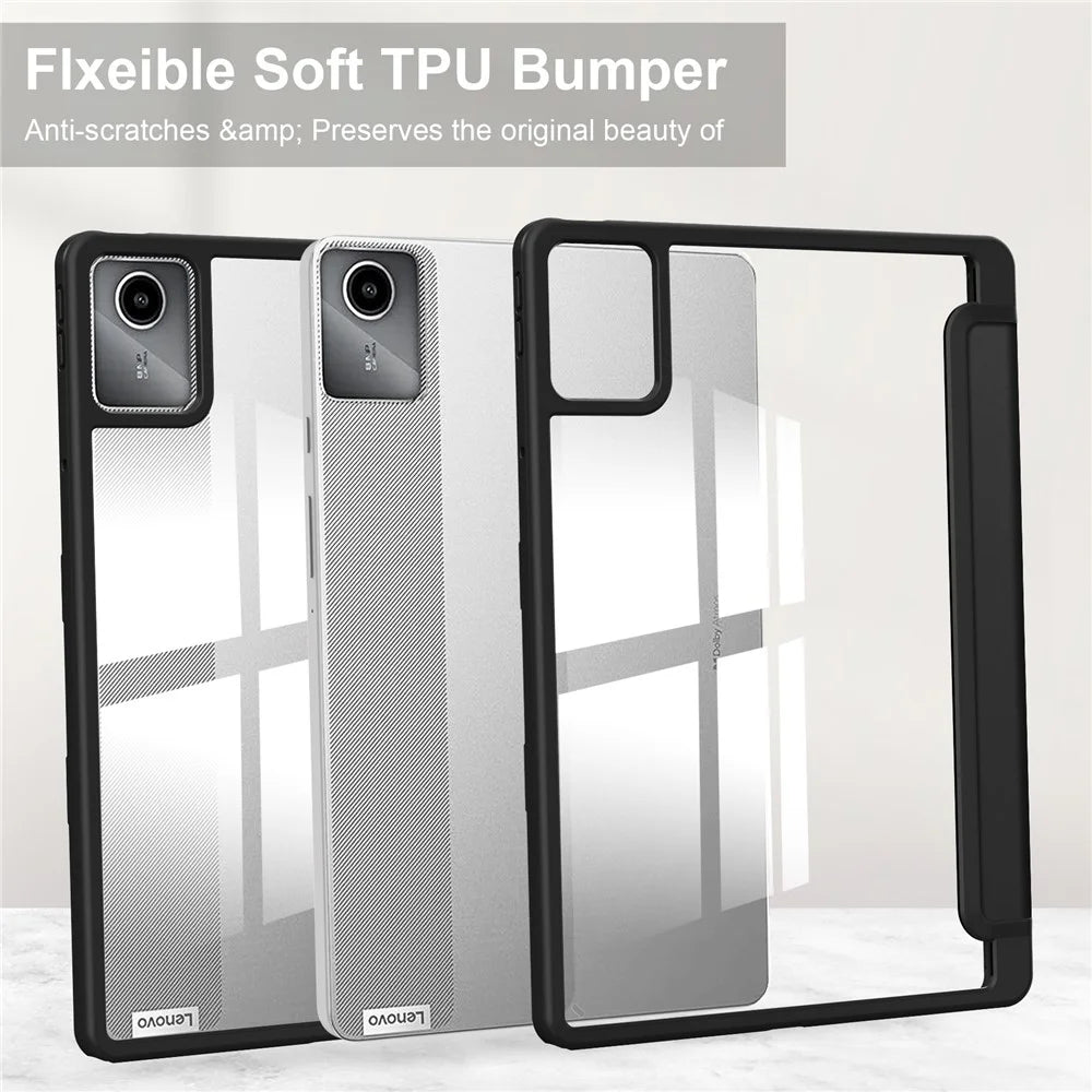 For Lenovo Tab M11 / Xiaoxin Pad 11 2024 Case Anti-Scratch PU+TPU+Acrylic Tablet Cover with Pen Slot - Black - 7