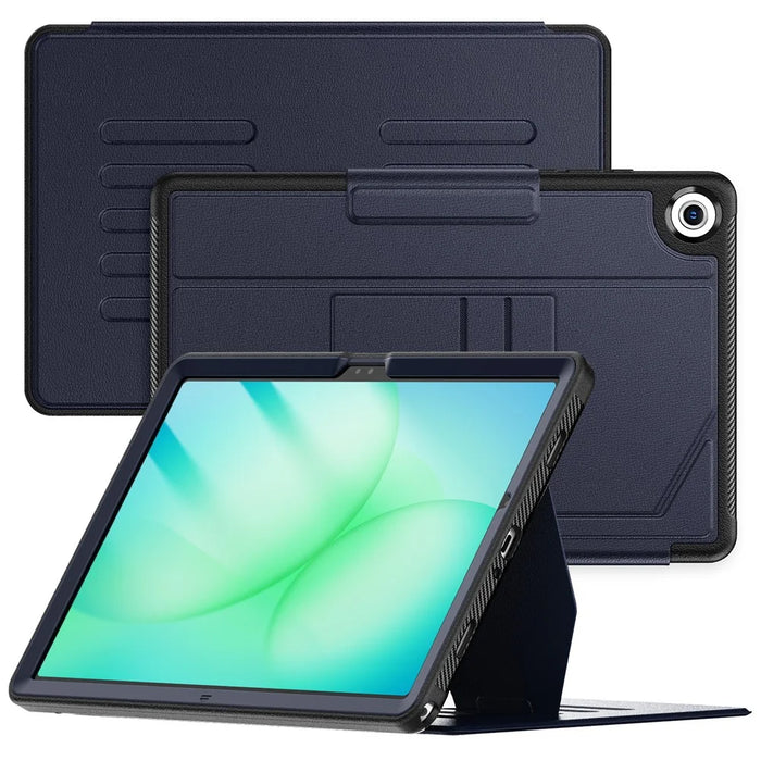 For Samsung Galaxy Tab A11+ / A9+ Case 5-Level Stand Pen Slot Tablet Cover - Navy Blue - 1