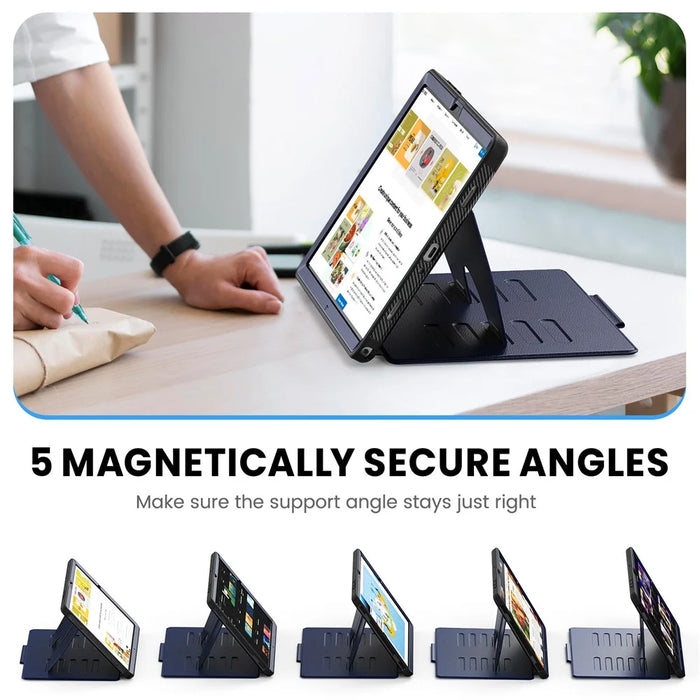 For Samsung Galaxy Tab A11+ / A9+ Case 5-Level Stand Pen Slot Tablet Cover - Navy Blue - 3