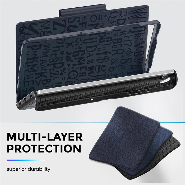 For Samsung Galaxy Tab A11+ / A9+ Case 5-Level Stand Pen Slot Tablet Cover - Navy Blue - 6