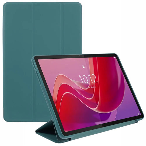 For Lenovo Tab M11 / Xiaoxin Pad 11 2024 Case Leather+Silicone Tri-fold Stand Shell Tablet Cover - Blackish Green - 1