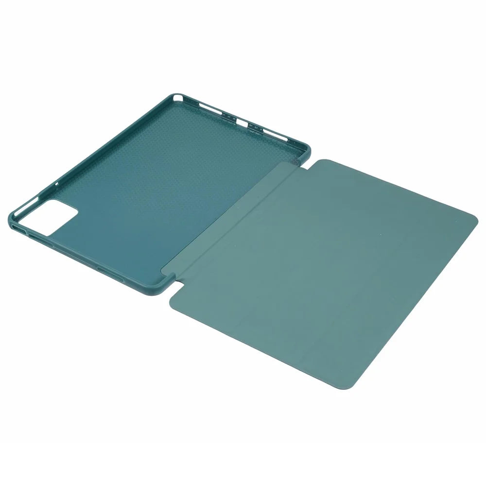 For Lenovo Tab M11 / Xiaoxin Pad 11 2024 Case Leather+Silicone Tri-fold Stand Shell Tablet Cover - Blackish Green - 6