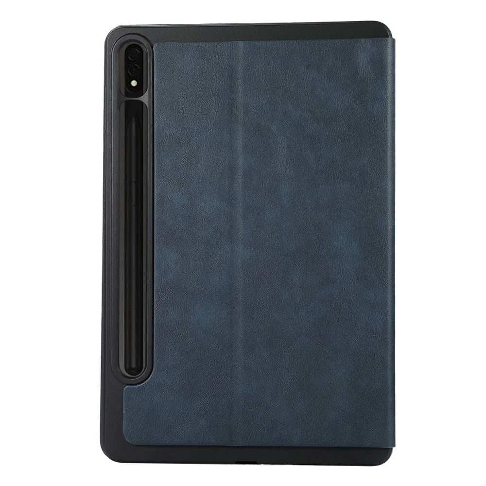 For Samsung Galaxy Tab S9+ / Tab S9 FE+ Stand Case Minimalist Leather Tablet Cover - Blue - 7