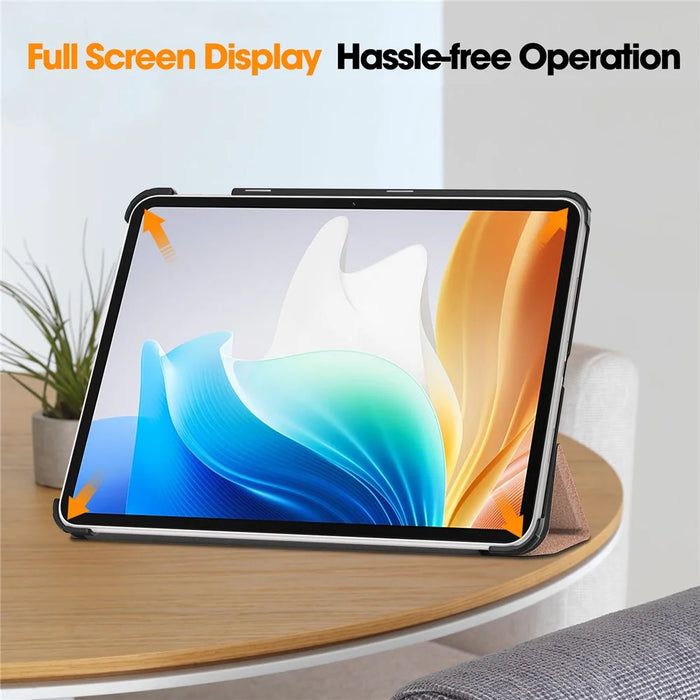 For Oppo Pad Go / Pad Air 2 Case PC+Leather Auto Wake Sleep Protective Shell with Tri-fold Stand - Rose Gold - 5