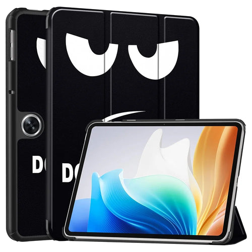 For Oppo Pad Go / Pad Air 2 Tablet Case Trifold Stand Pattern Printing Drop-proof Cover - Don't Touch Me - 1