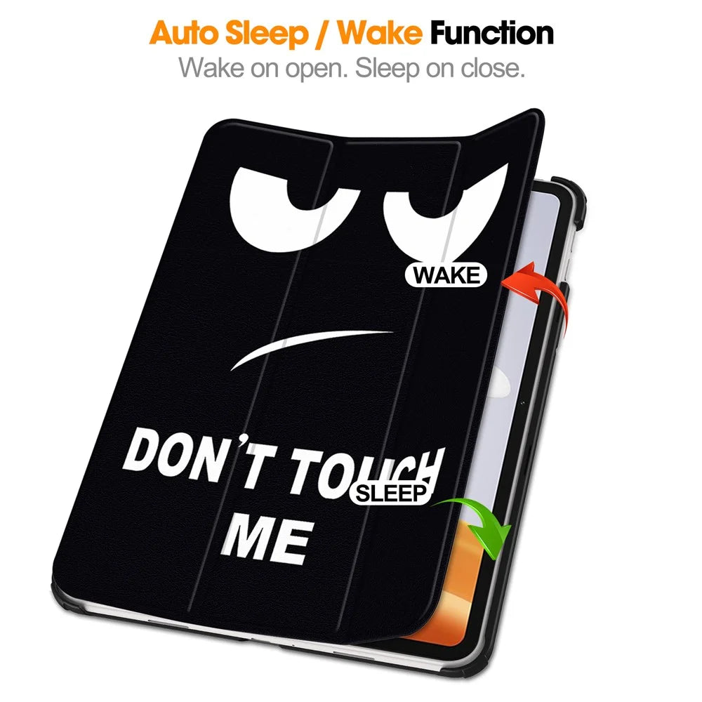 For Oppo Pad Go / Pad Air 2 Tablet Case Trifold Stand Pattern Printing Drop-proof Cover - Don't Touch Me - 3